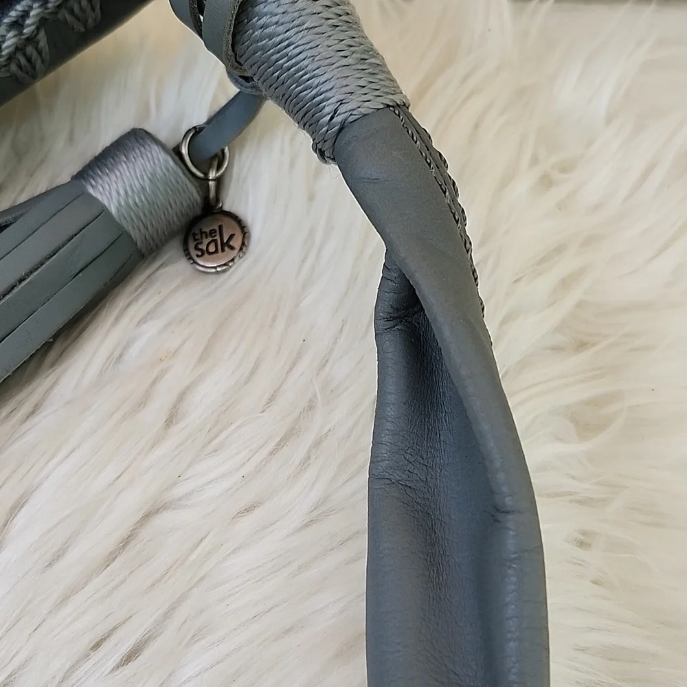 The Sak Grey Leather Hobo Bag with Tassel